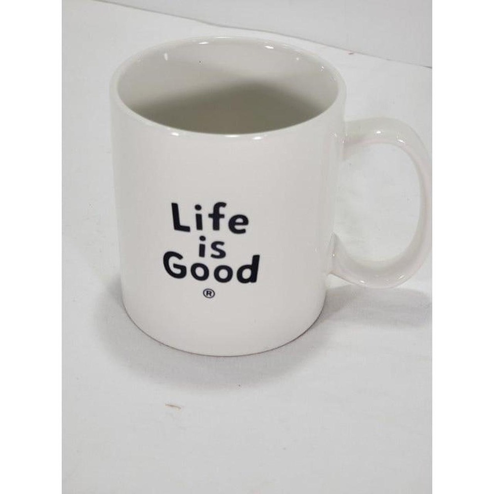 Life is Good Large White Mug Yellow Rocket Dog